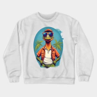 Tropical Dinosaur AI Art Crewneck Sweatshirt